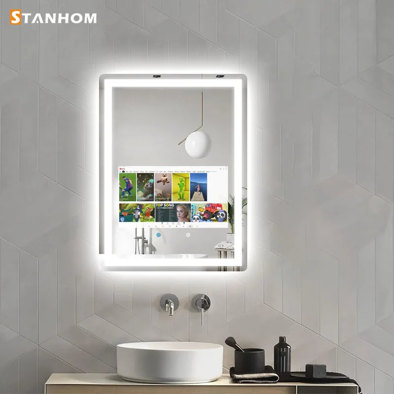 Современная фотобудка STANHOM с сенсорным экраном Android умное светодиодное зеркало для ванной комнаты