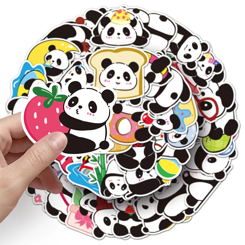 50PCS/Pack Panda Stickers Cute Cartoon Animal Stickers for Water Bottle Laptop Skateboard Fridge Desk Bike Vinyl Stickers
