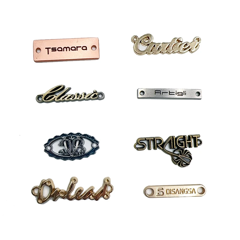 FREE SAMPLE Clothing Metal labels Trademark Logo Letter Hand Sewn Hardware Letter Label Clothing Logo Trademark