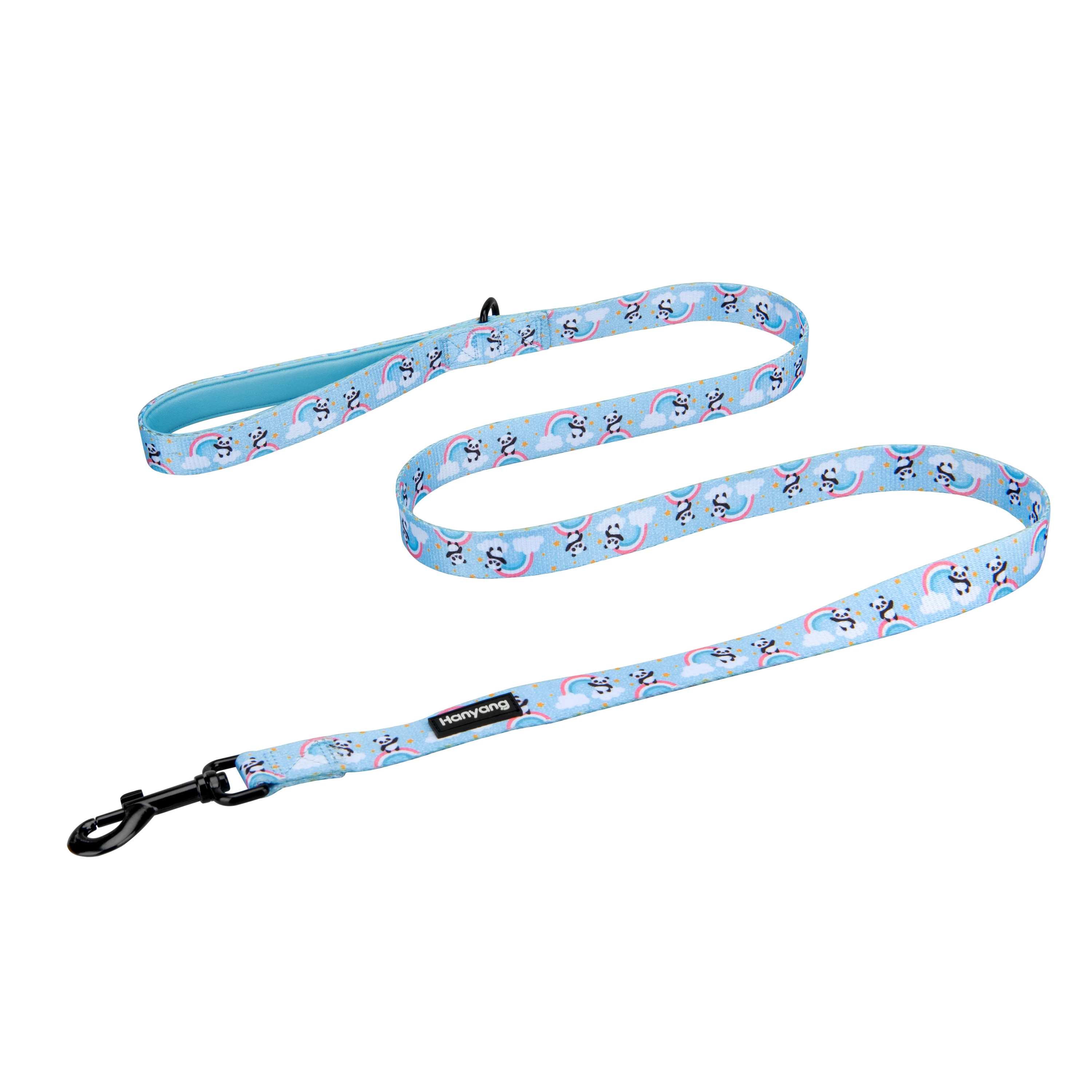 OEM Premium Sublimation Polyester Comfortable Neoprene Padded Handle Customized Brand Logo Pet Dog Leash