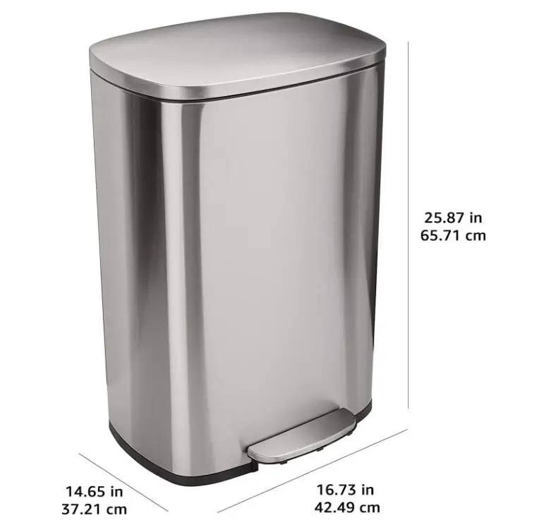 50 Liter Soft Close Smudge Resistant Stainless Steel Trash Can with Foot Pedal Brushed Satin Nickel Finishing