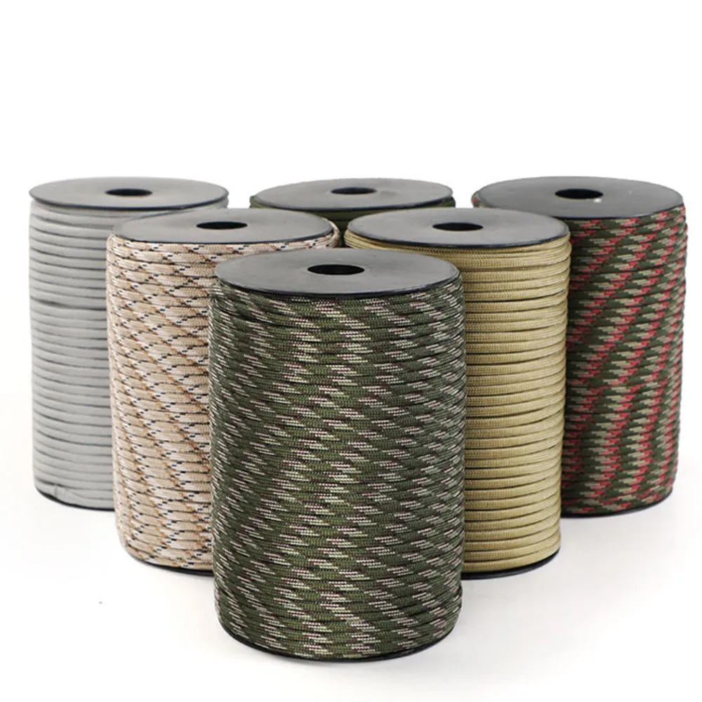 4mm Seven Core Umbrella Rope Hiking Camping Parachute Rope Tether Tent Rope Multifunctional Emergency 100m 7 Strand Cord