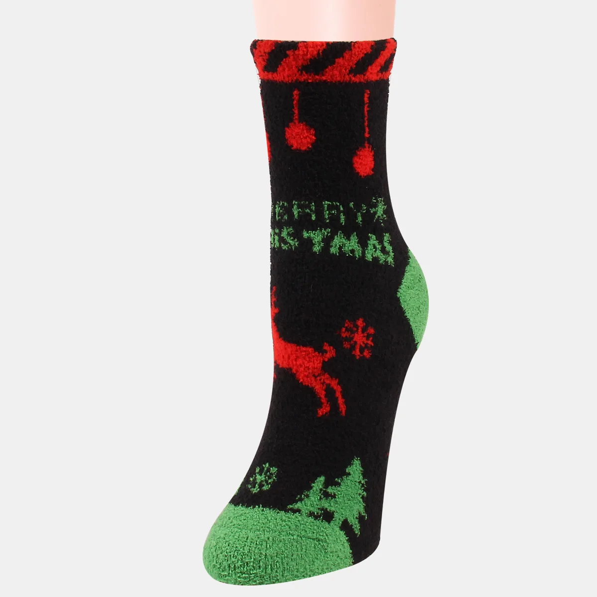 2023 new midtube Christmas female thickened warm sleep cartoon elk festival half fleece socks manufacturers