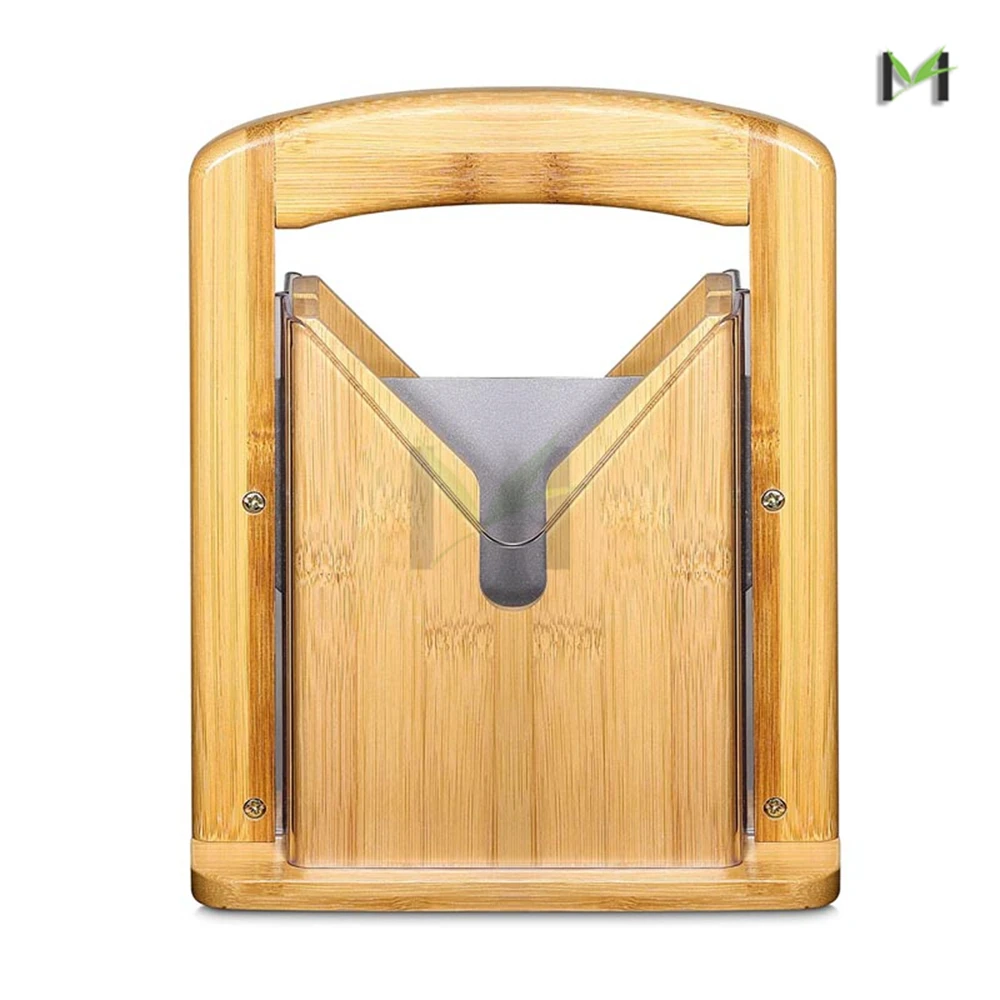 Easy and Safe to Use Bread Slicer Guide Bamboo Wooden Commercial Manual Bagel Slicer