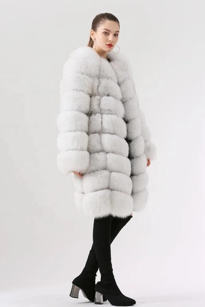 QIUCHEN- QC1885 NEW arrival high quality real fox fur coat jacket 90cm long women winter warm coat
