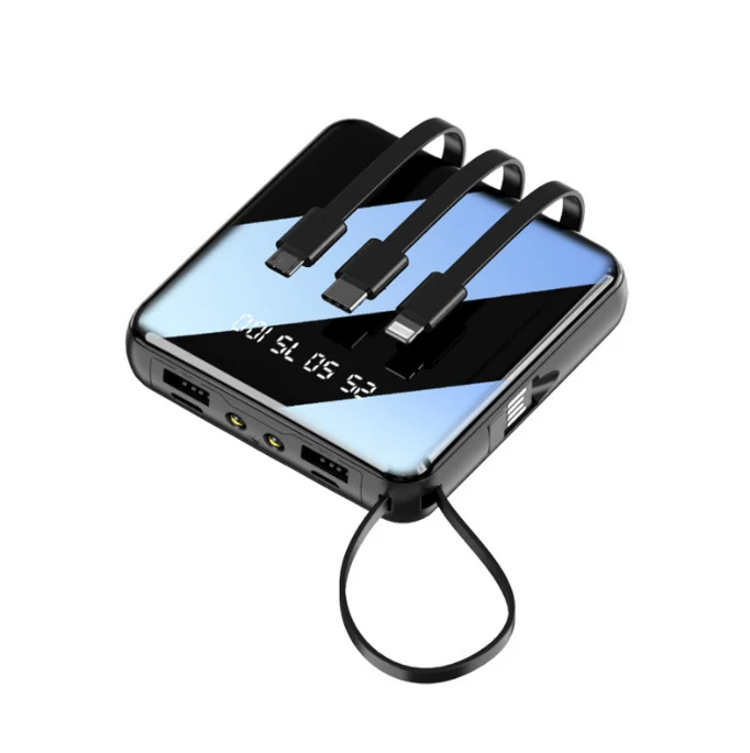 Power bank mini, compact, portable, comes with cord, large capacity 20000 mAh gift fast charging mobile power bank