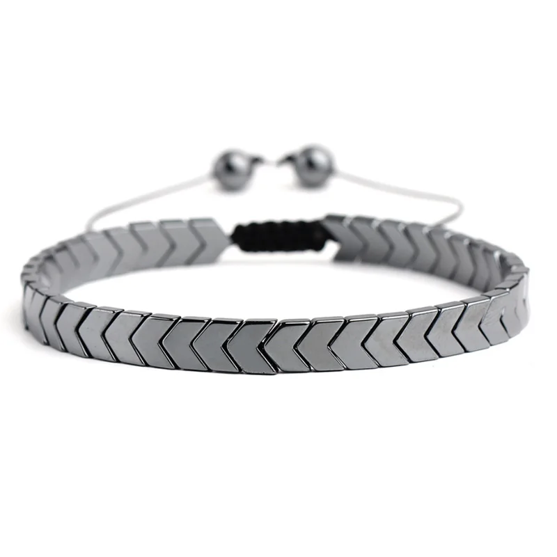 Heart Arrows Hexagon Hematite Natural Hematite Bracelet Fashion Bracelets Without Magnetic