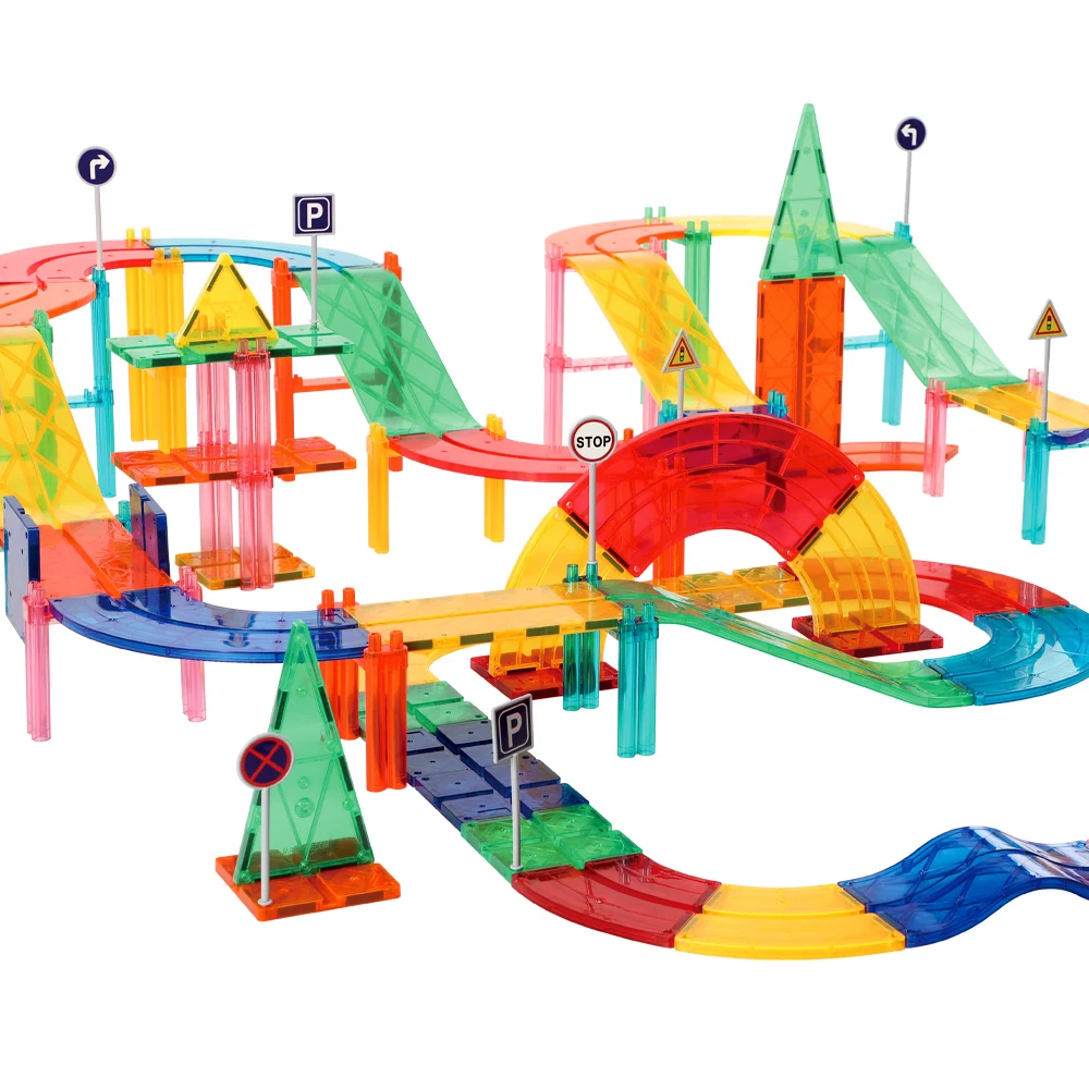 150 PCS Toys for Kids Race Car Track Building Block Educational Toy Set Magnetic Tiles Magnet DIY Play Set STEM Learning Toys