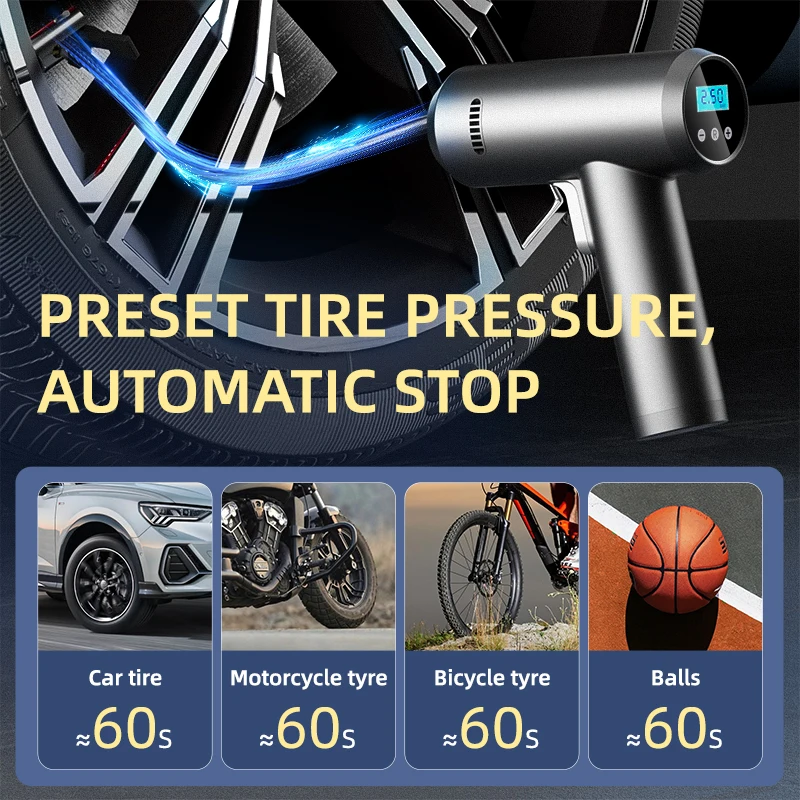 Handheld Air Compressor 12V 150PSI Wired Inflatable Pump Portable Air Pump Tire Inflator for Car Bicycle Balls