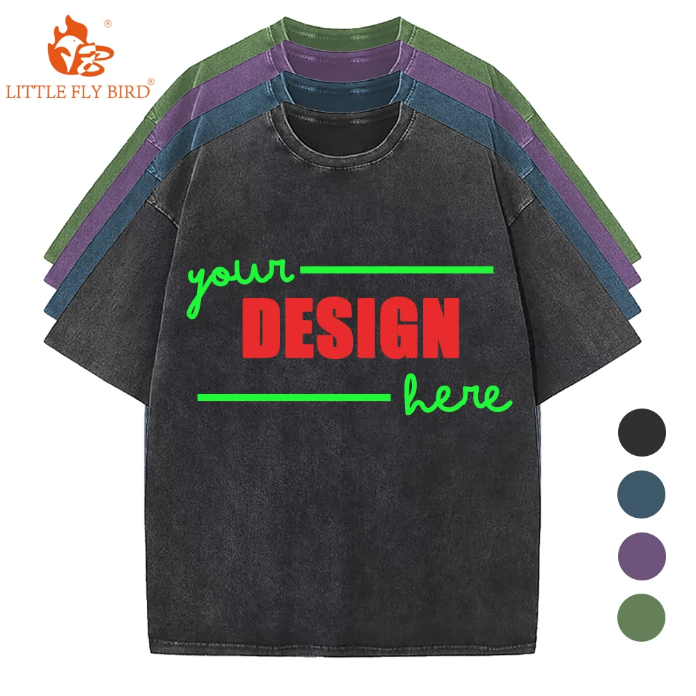 Full custom acid wash t shirts high quality oversized tshirt  Wholesale custom  cloths for men