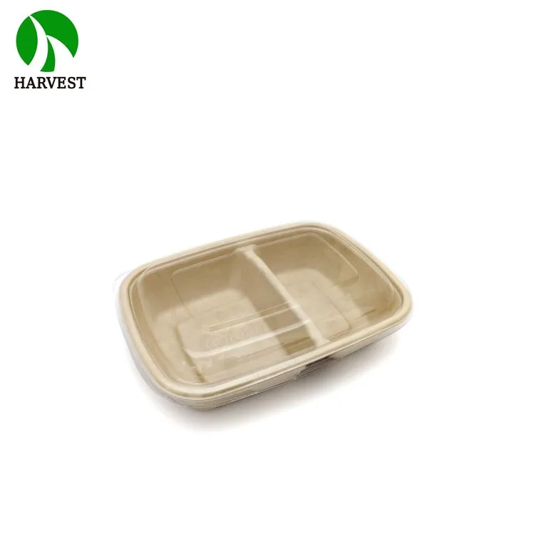 One time use 2 compartment paper microwave bento lunch box food container