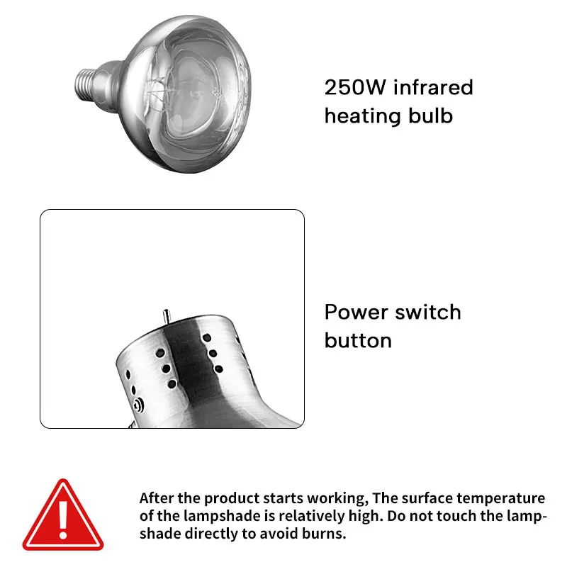 Stainless steel food heat lamp warm lamp Electric food warming desk lamp For buffet Gold BW222-11