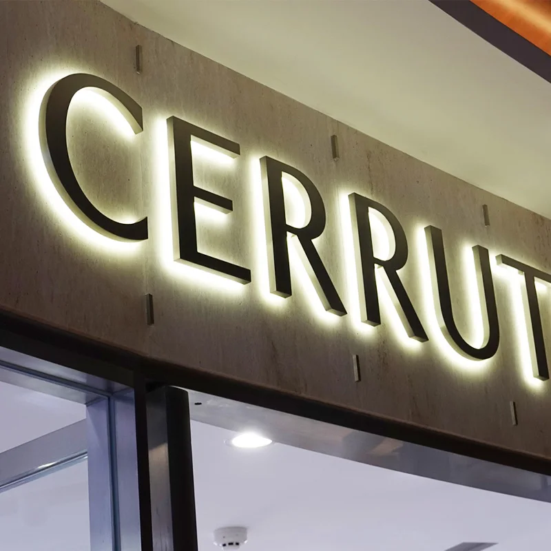 Channel backlit letter logo 3d wall led logo sign design custom stainless steel light 3d metal office led logo