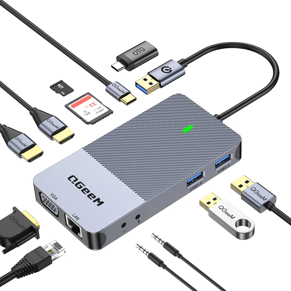 USB 3.0 Docking Station Triple Monitor Universal USB C Hub Compatible With MacBook,HP,ThinkPad DisplayLink USB C Laptop Docking