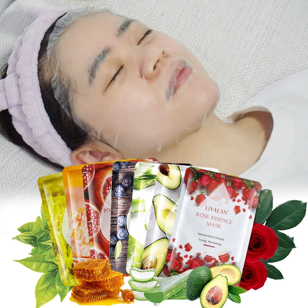OEM Korean Skin Care Facial Mask Set Natural Plant Fruit Extract Moisturizing Whitening Face Sheet Mask
