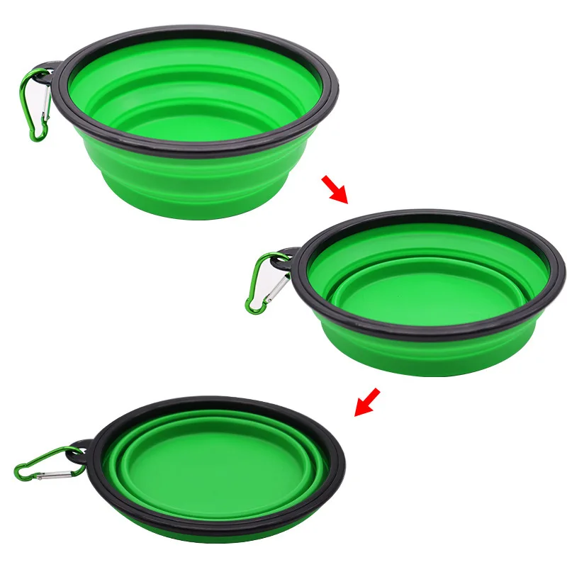 Factory Custom Collapsible Pet Travel Food Feeder Folding Portable Foldable Silicone Dog Bowl With Multi Colors