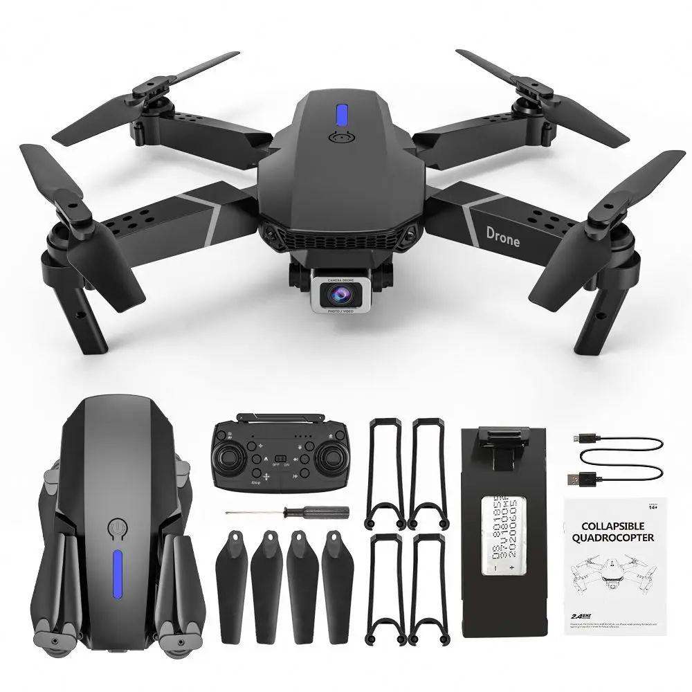 FLYXINSIM cheap E88 4K profession Dual camera drone Black White 1800 Mah Height Headless mode 2.4 GHz RC mini drone cameras