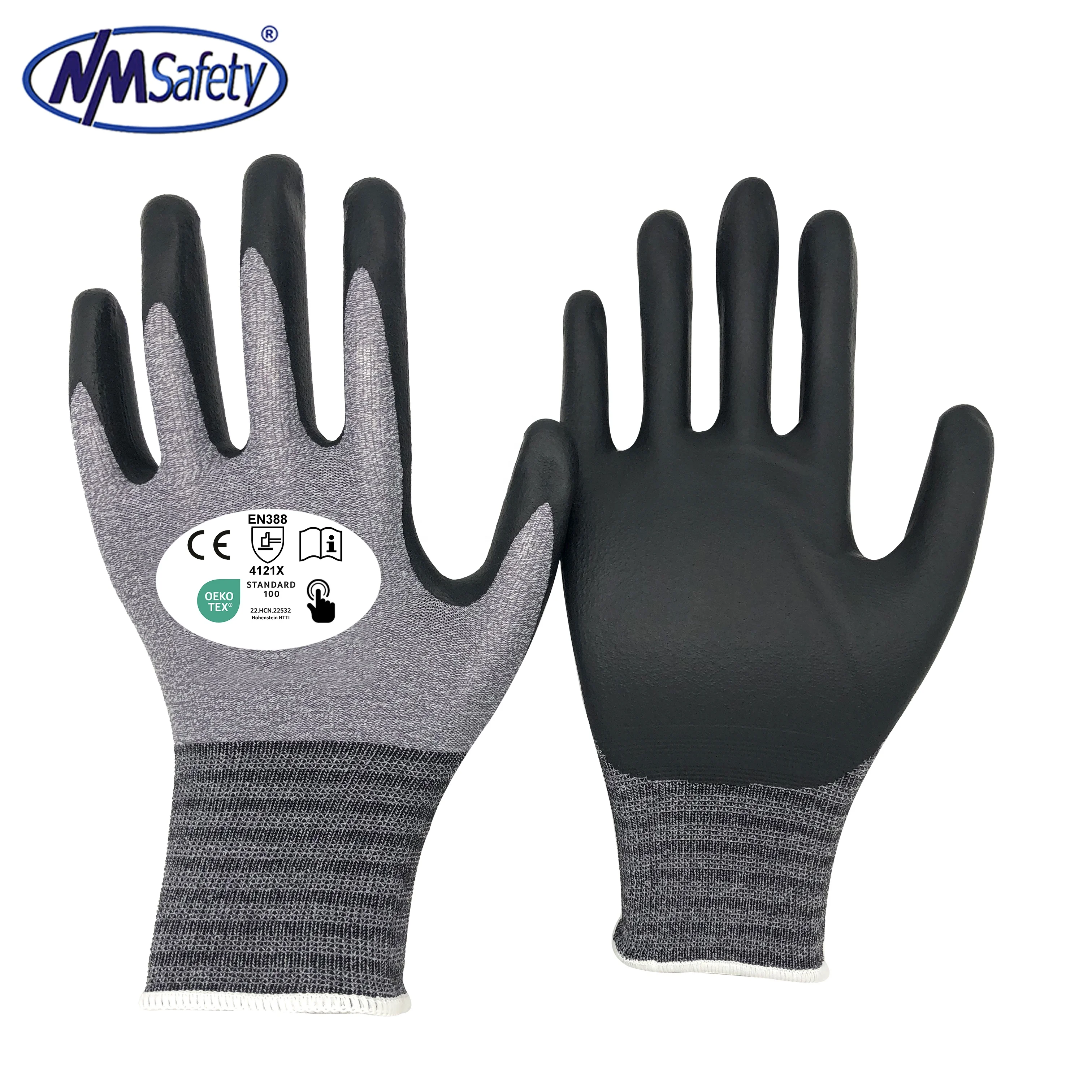 NMsafety Custom Safe Industrial Construction Hand Protection Garden Work Safety Nitrile Foam Coated Gloves Guantes de Nitrilo