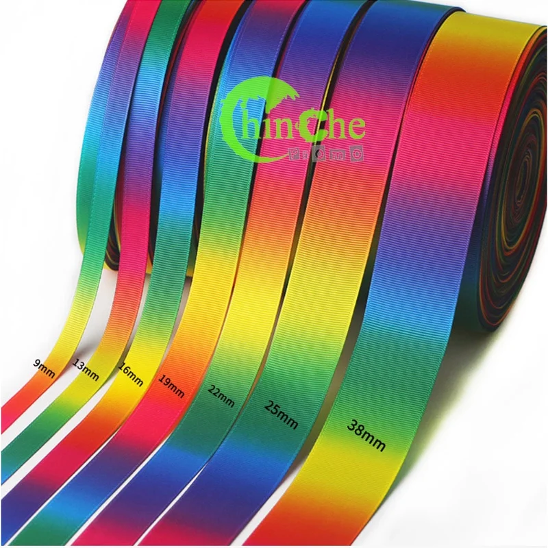 20mm 25mm 38mm 55mm 75mm Rainbow grosgraion ribbon bowtie ready to ship for hair bow ribbon