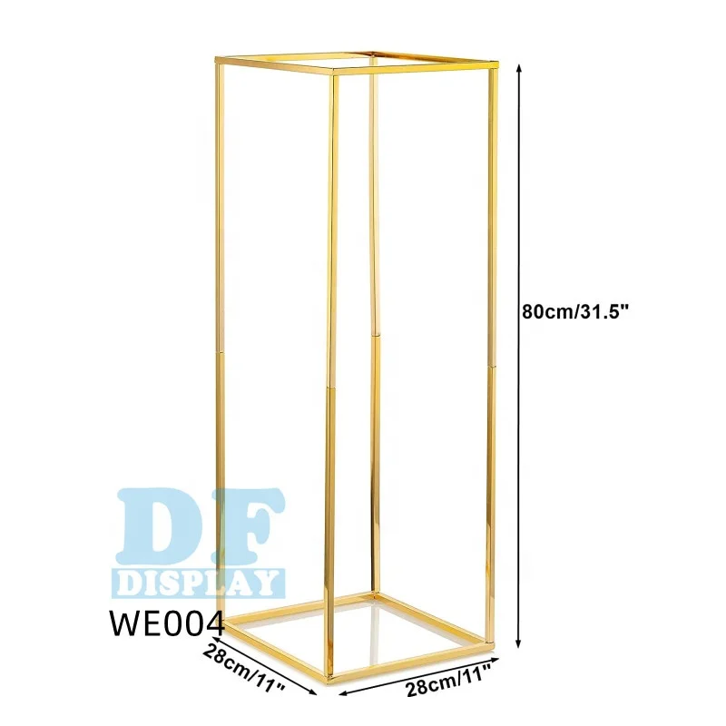 WE004 Wedding Centerpieces Gold Vases set of 2 Pcs Tall Flower Stand Metal Floor Vase Column Geometric Centerpiece Stands
