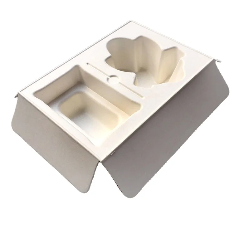 Luxury custom pack gift packaging box tray molded fiber pulp inner tray sugarcane pulp packaging