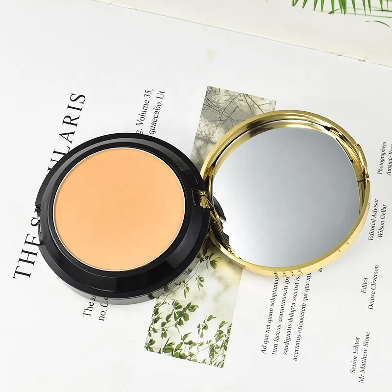 Three Layer Brown Powder Makeup Women Pressed Compact Powder for Dark Skin Private Label Face Compact Powder with Puff
