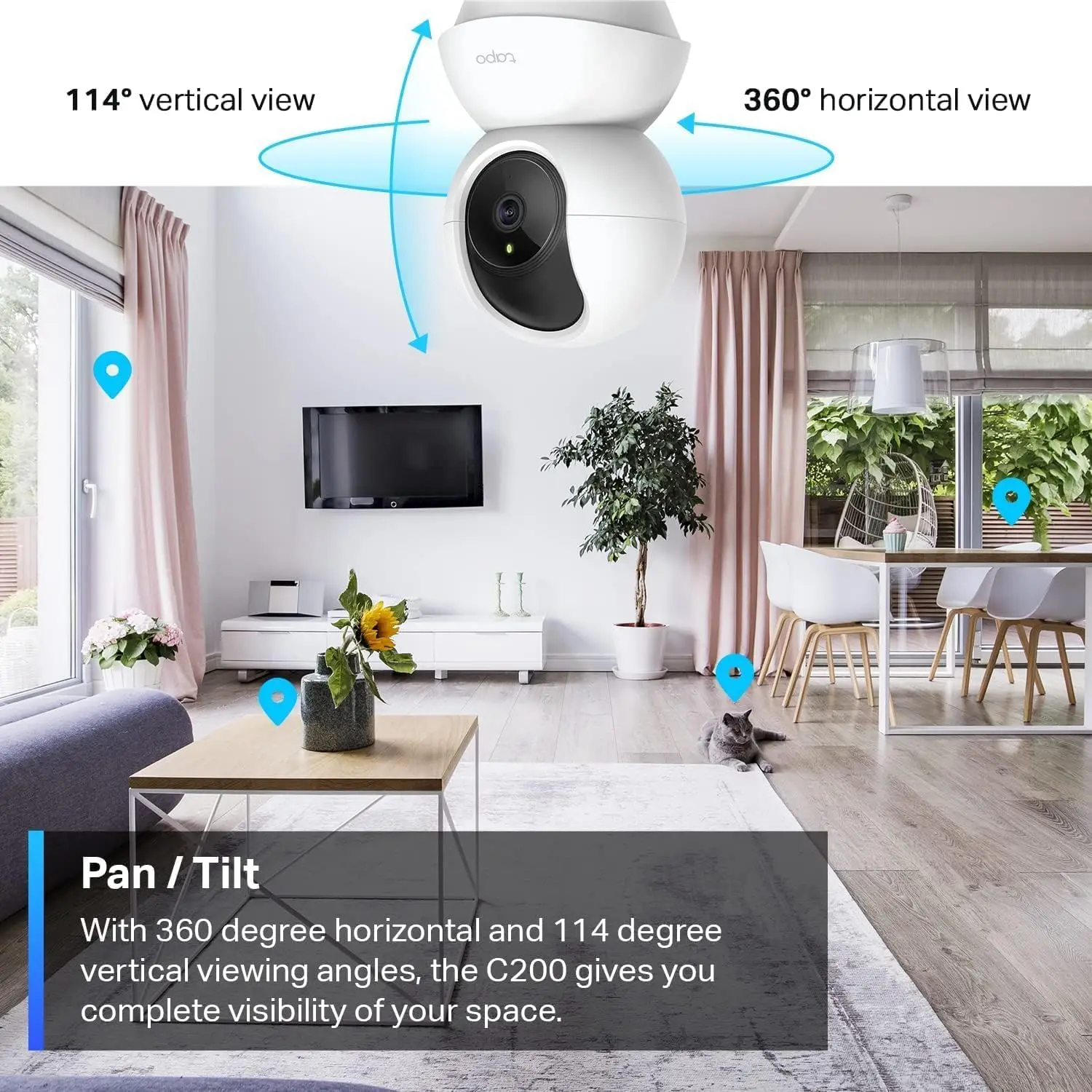 TP-Link 2025 new C200 Pet Tracker Camera 1080P Pan/Tilt Security Camera Night  Motion Detection 2-Way Audio Cloud SD Storage