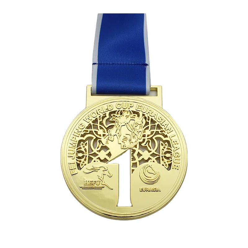 Горячая распродажа металлический логотип на заказ Спортивная Золотая Серебряная медная фей прыжки Евразийская лига цифровая полая металлическая наградная медаль