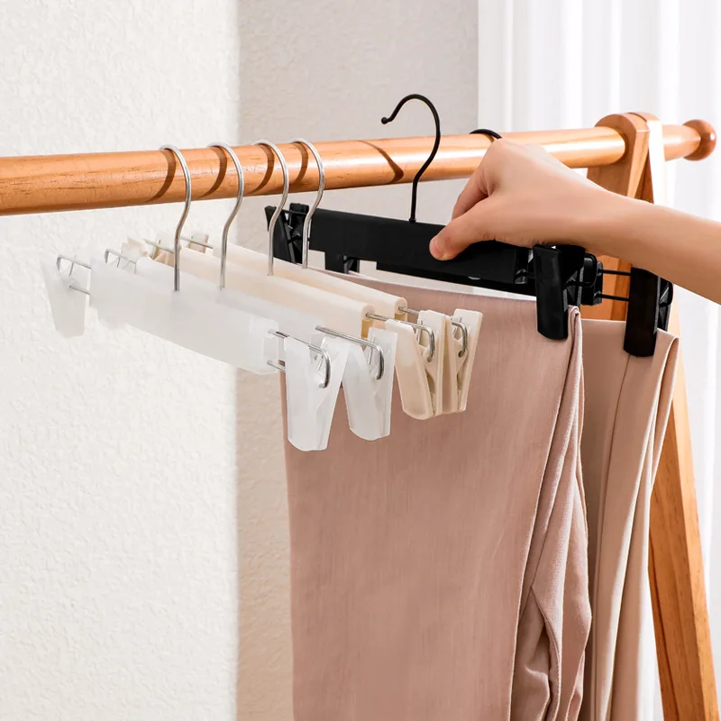 clothing store hanging pants hangers storage anti-slip plastic pants hangers color skirt clips drying hangers for garment