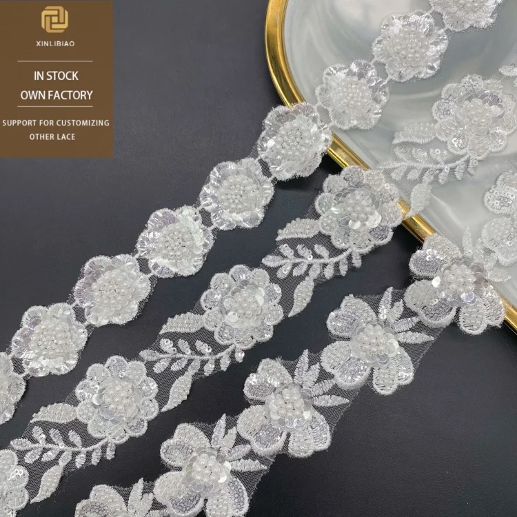 Wedding dress accessories Heavy hand bead bead embroidery lace can be matched neckline cuff clothing accessories lace ribbon