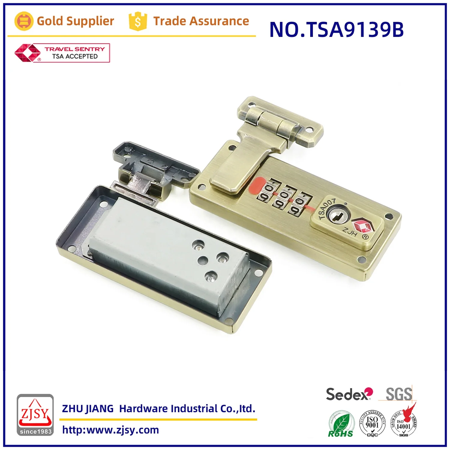 TSA9139B High Quality Suitcase Metal Latch Accessories 3-Digit Combination Code TSA007 Customs Luggage Lock