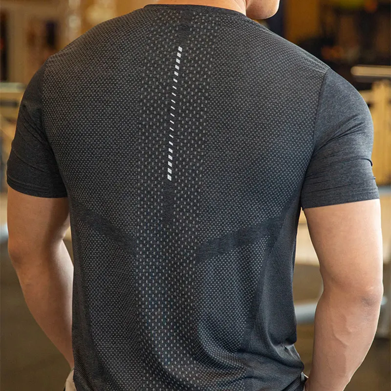 Buruite Mens Athletic Top Active Wear Shirt 85 Nylon 15 Spandex Men Running Clothes Gym Sports Elastic T-shirts For Men