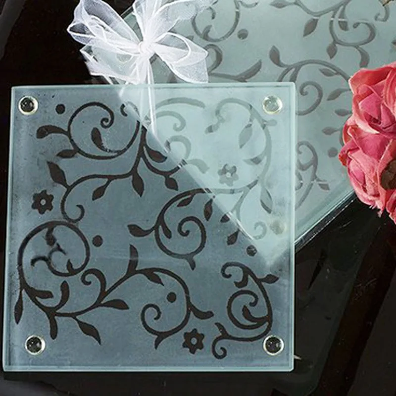 High quality and cheap price easy clean glass material cutting board mats set drinks cup mat drink reminder pad best on sale