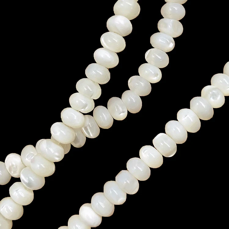 4X6mm flat round rondelle white shell beads supplies for shell jewelry making