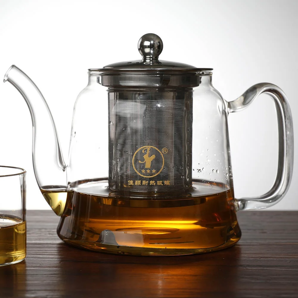 Jiaying custom made water boiler glass kettle kitchen tea pot with strainer