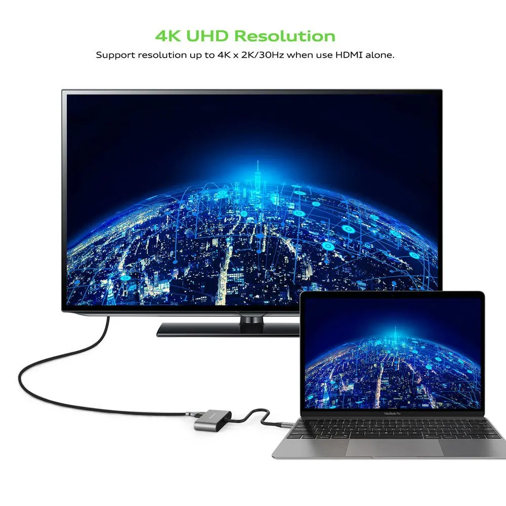 Forida 2 in 1 mini USB HUB ,USB-C to HDMI VGA Adapter support dual HD display for Laptop