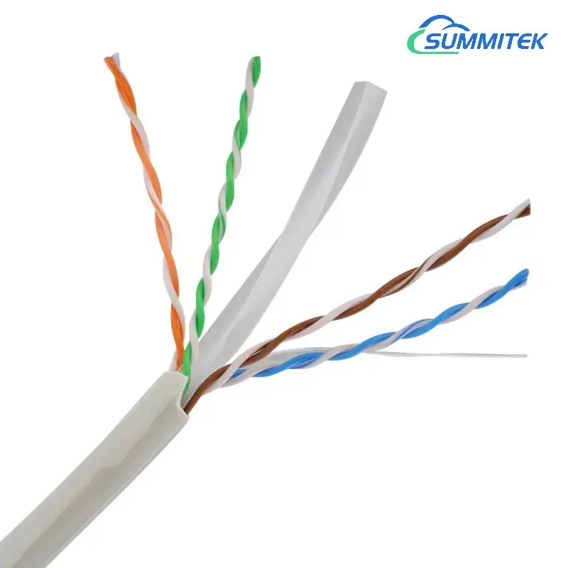 Indoor U/UTP UTP CAT6 Lan Cable 0.56mm 23AWG Solid Copper PVC Plenum Rated Unshielded Pass Fluke Test OEM Bulk Cable 305m 1000ft
