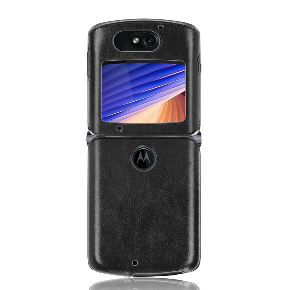 Жесткий чехол OMEVE из искусственной кожи с зернистой текстурой для Motorola Razr 5G