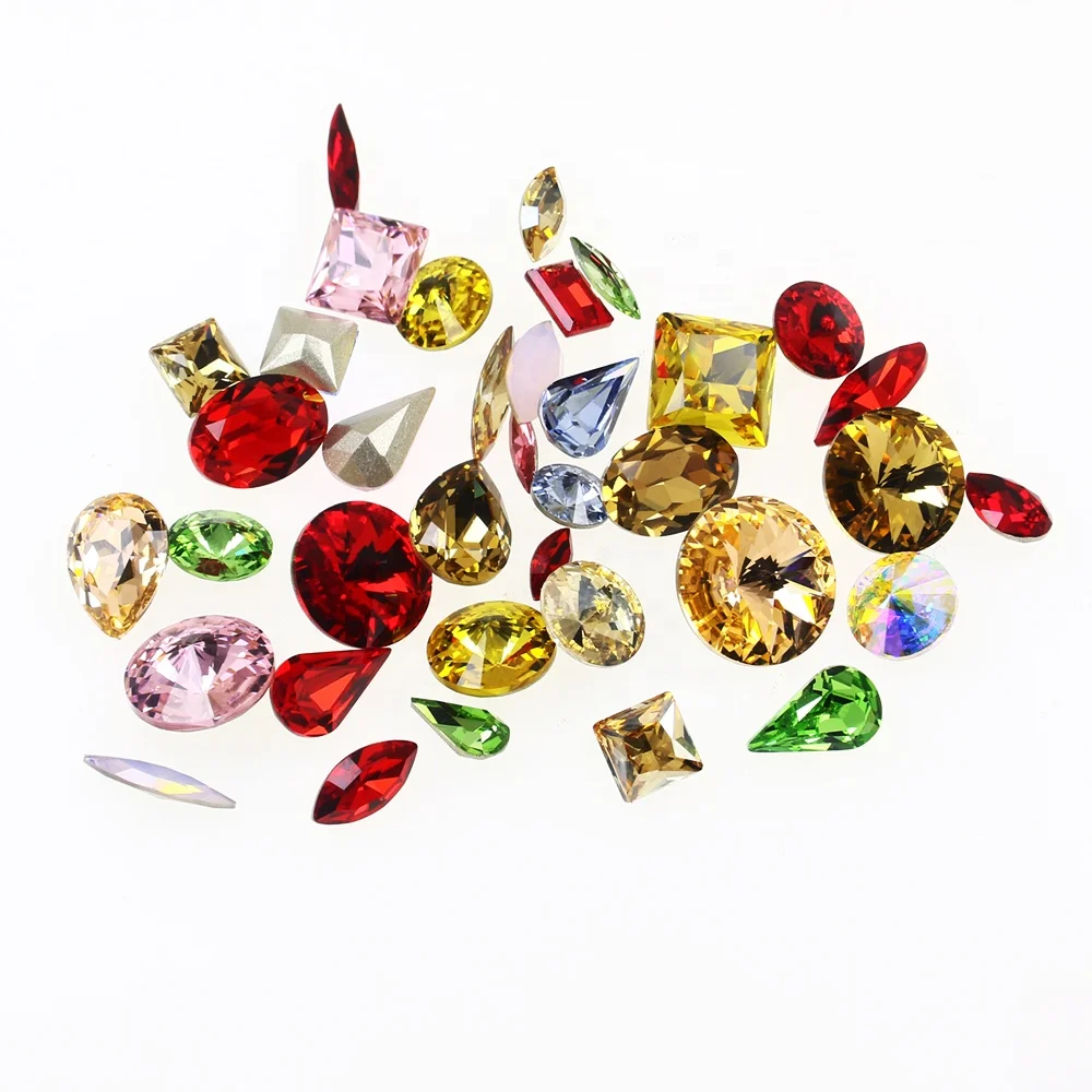 100pcs mixed sizes point back crystal nail art rhinestones for nail decoration DIY