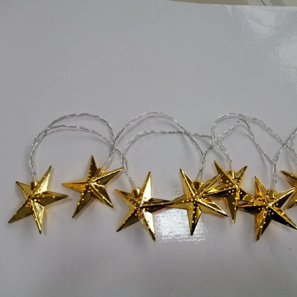 Battery Metal Star Shaped Fairy LED  Light String Garden Xmas Christmas Ramadan Wedding New Year Party Home Decoration Lights