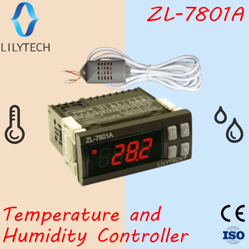 
ZL-7801A, 100-240Vac, Two 16A outputs Temperature Humidity Controller, Thermostat Hygrostat, With timer outputs for egg tray 