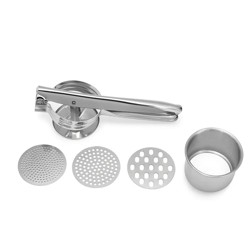 Flypeak Kitchen Gadgets mash masher potato stainless steel potato ricer press with 3 interchangeable discs
