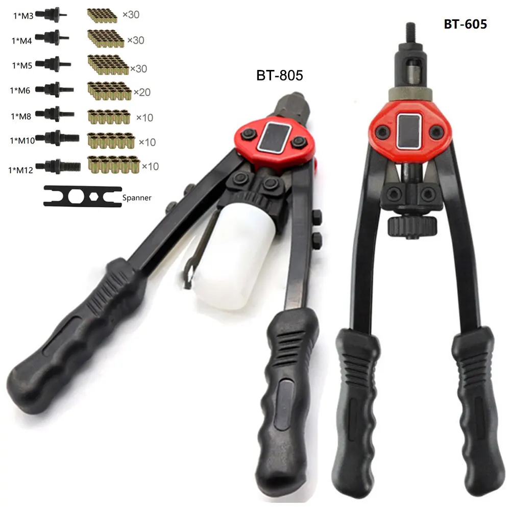 BT-806 Rivet Tool Hand Riveter Guns/ Nut M3 - M12 Threaded Heavy Duty Riveting Tools For Metal, Pipes Manufacturing Industries