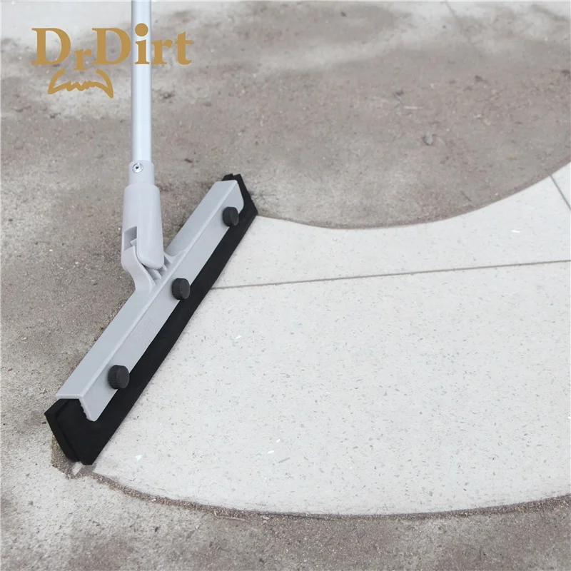 Top seller soft black double rubber water adjustable swivel floor squeegee wiper with extension pole for bathroom