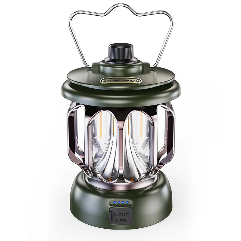 Outdoor Camping Lantern Portable Retro LED Lamp Atmosphere Light Rechargeable for Garden Yard Camping