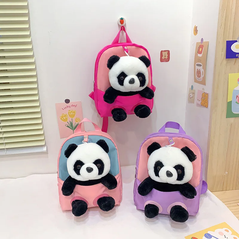 Lightweight Kids School Bag For Kindergarten Cute Plush 3D Panda Cartoon Children Schoolbag