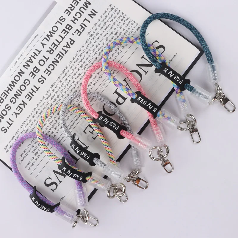 New custom hand-woven keychain colorful coin purse lanyard fashion color universal smart anti-lost mobile phone wrist rope