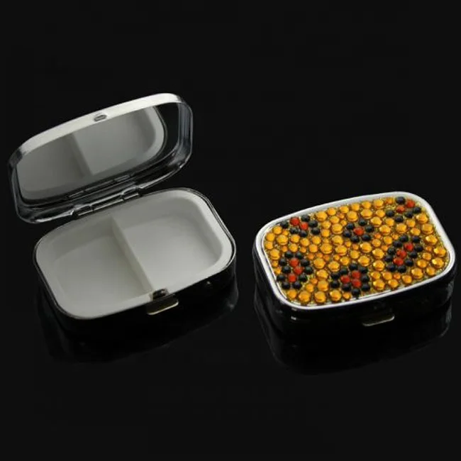 big size cute jewelled metal pill box case lip balm packaging box custom CD-YHD075