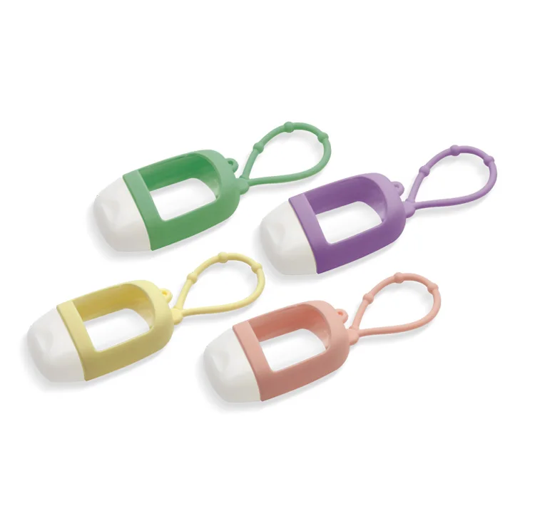 In stock ready to ship Eco-friendly soft colorful silicone hand sanitizer holder for backpack