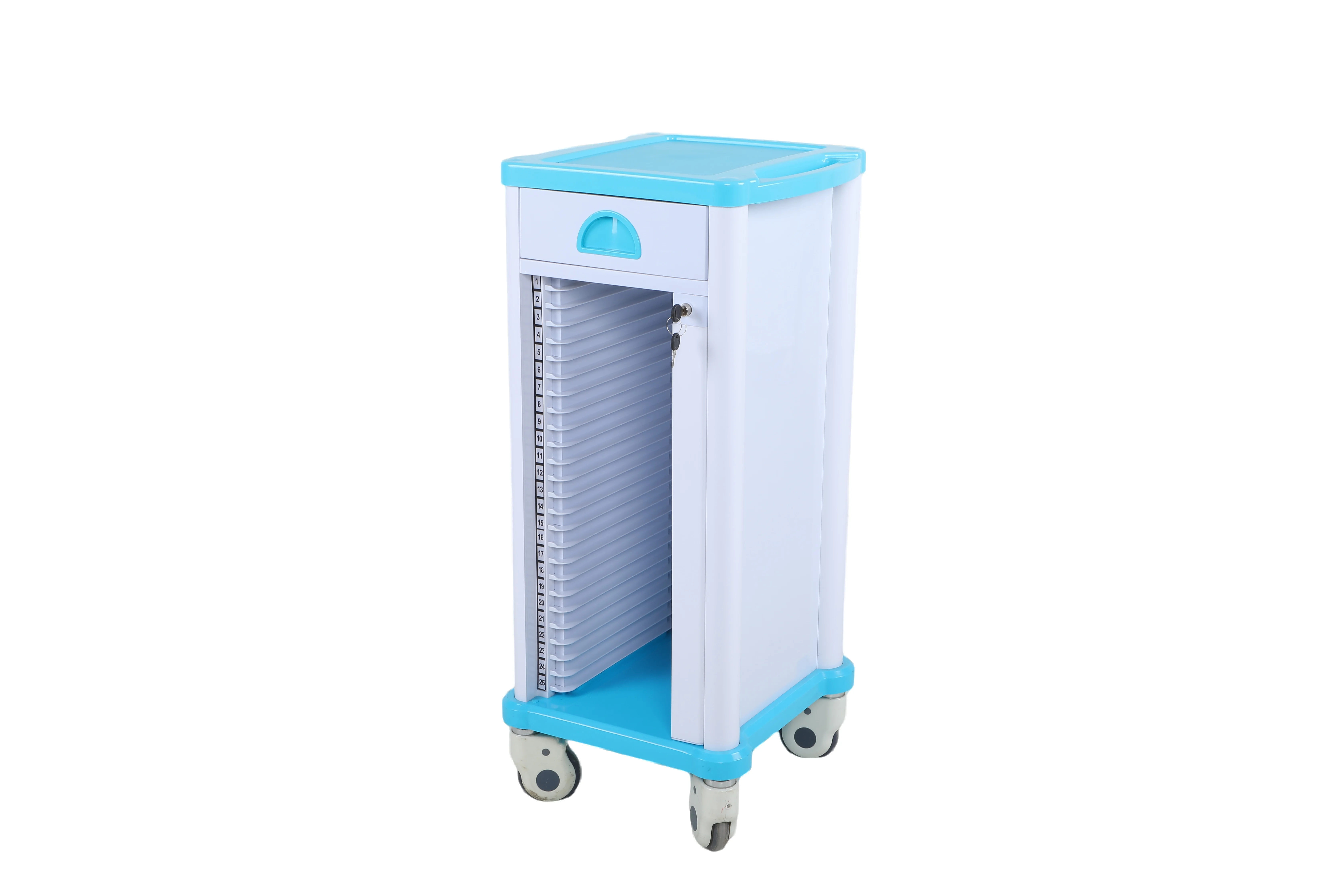 Ginee Medical abs plastic metal medical files trolley for hospital nursing patients professionally